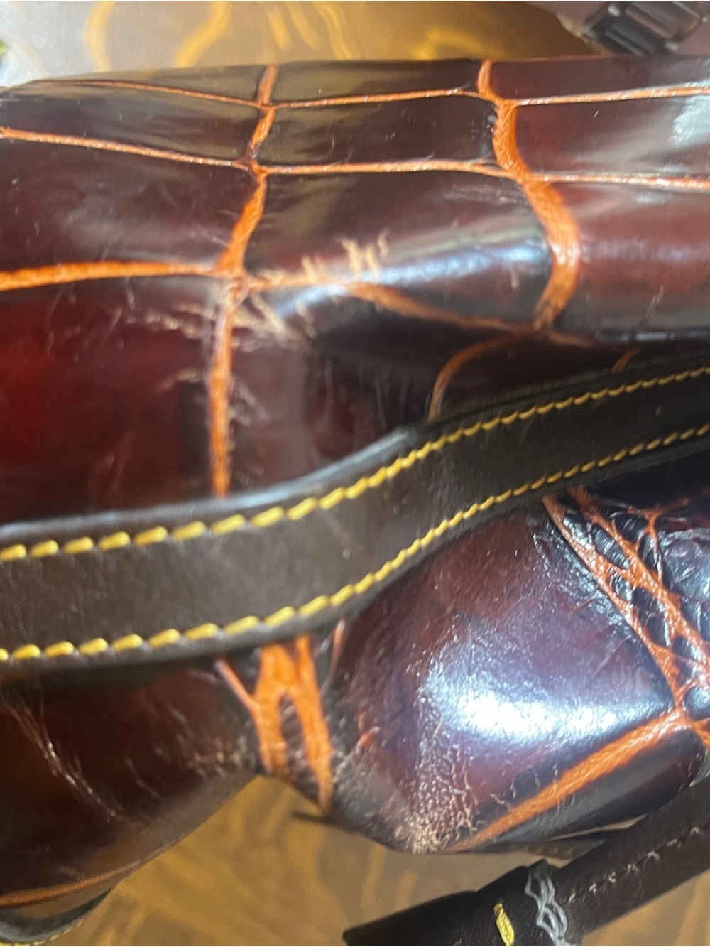 Dooney & Bourke Dark Cognac Croc-Embossed Leather Shoulder Bag w/a wallet. - Picture 6 of 12